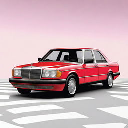 Create a hyper-realistic image of a 1990s Mercedes 190 with no background, focusing on the intricate details of the car