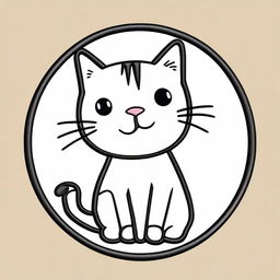 A simple embroidery drawing of a cute and happy cat, depicted in a joyful and playful pose