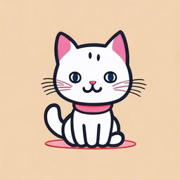 A simple embroidery drawing of a cute and happy cat, depicted in a joyful and playful pose