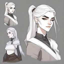 Create a character design for a Dungeons & Dragons webtoon set in Baldur's Gate