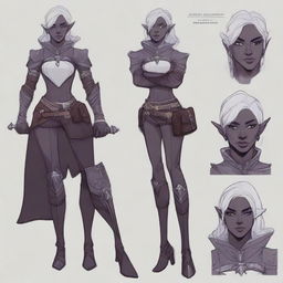 Create a detailed and stylized character design for a Dungeons & Dragons female character, inspired by Baldur's Gate