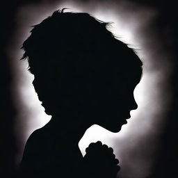 A shadowed profile image of a boy and girl's face, set against a dark and mysterious background