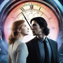 A romantic science fiction book cover featuring Adam Driver and Jennifer Jason Leigh