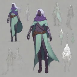 Create a highly detailed and stylized character design for a female Seldarine (Eilistraee) Drow inspired by Dungeons & Dragons and Baldur's Gate