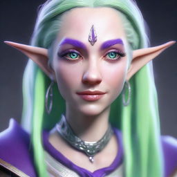 Create a highly detailed and stylized portrait of a female elf inspired by Dungeons & Dragons and Baldur's Gate