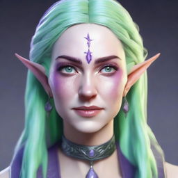 Create a highly detailed and stylized portrait of a female elf inspired by Dungeons & Dragons and Baldur's Gate