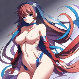 A sexy anime character with an alluring pose, featuring detailed and vibrant artwork