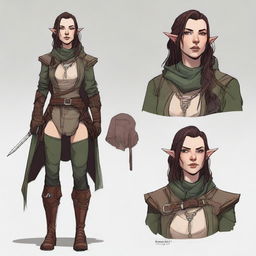 Create a highly detailed and realistic character design for a Dungeons & Dragons setting, inspired by Baldur's Gate