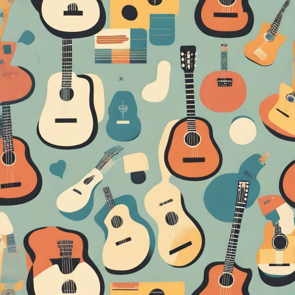 Create a seamless pattern featuring iconic imagery, symbols, and elements related to The Beatles