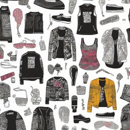 Design an intricate and edgy pattern inspired by punk culture