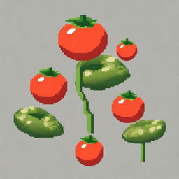 Generate sprites of a tomato seed, from planting the seed until the first root sprouts, then as it grows, until the tomatoes are ready for harvest