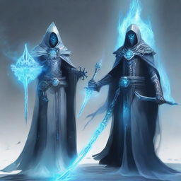 A powerful lich wielding ice magic stands menacingly beside a psionic swordmaster elf