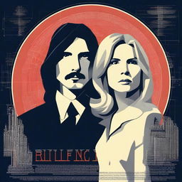 Create a retro and romantic sci-fi poster about time travel featuring Jennifer Jason Leigh with blonde hair in 1901 attire, and Adam Driver as a modern programmer