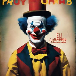 A movie poster featuring a clown who drives a town called "Tomebamba" insane with his laughter