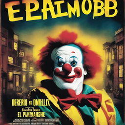 A movie poster featuring a clown who drives a town called "Tomebamba" insane with his laughter