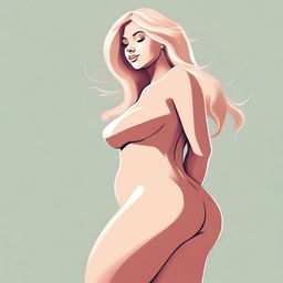 A depiction of a blonde girl with a curvy figure