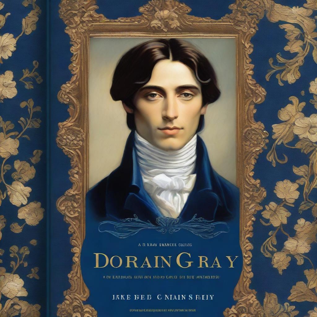 A dark blue classic book cover with the title 'O Retrato de Dorian Gray'