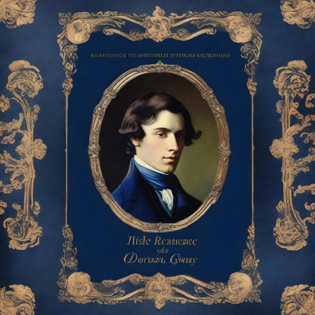 A dark blue classic book cover with the title 'O Retrato de Dorian Gray'