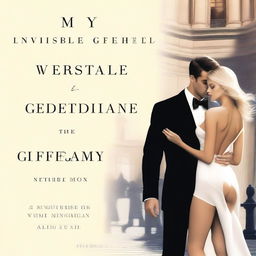 A book cover depicting a successful man dressed impeccably, walking confidently with an invisible, ethereal outline of a hot model girlfriend beside him