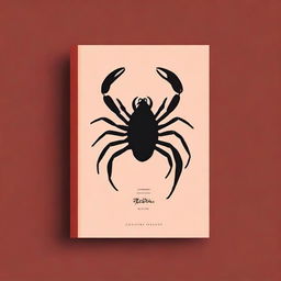 Create a plain dark red book cover with a black scorpion drawing on the side