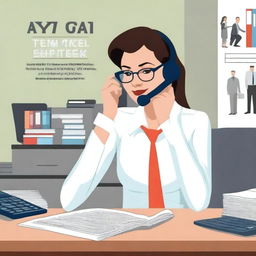 A book cover featuring a secretary making a phone call