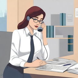 A book cover featuring a secretary making a phone call