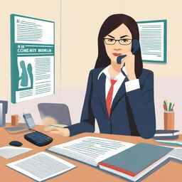 A book cover featuring a secretary making a phone call