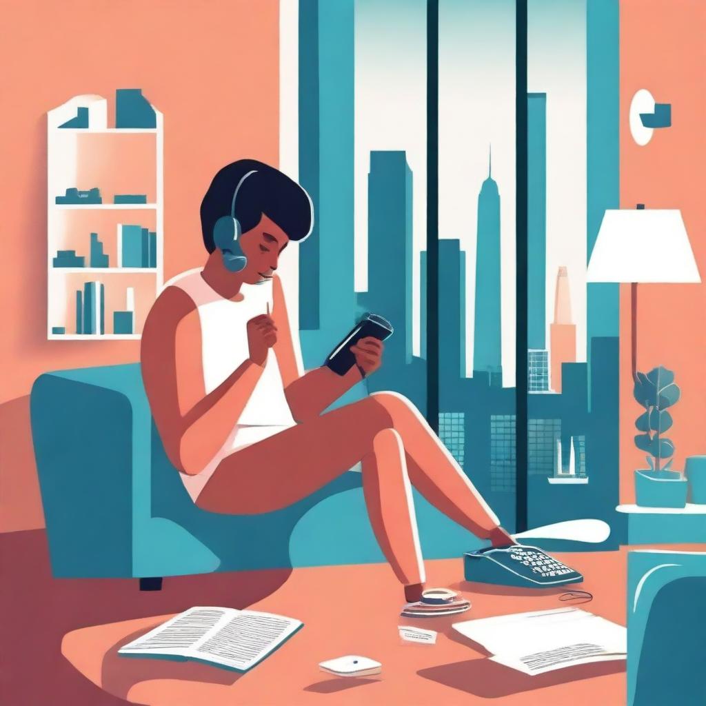 A book cover illustration depicting a person making a phone call