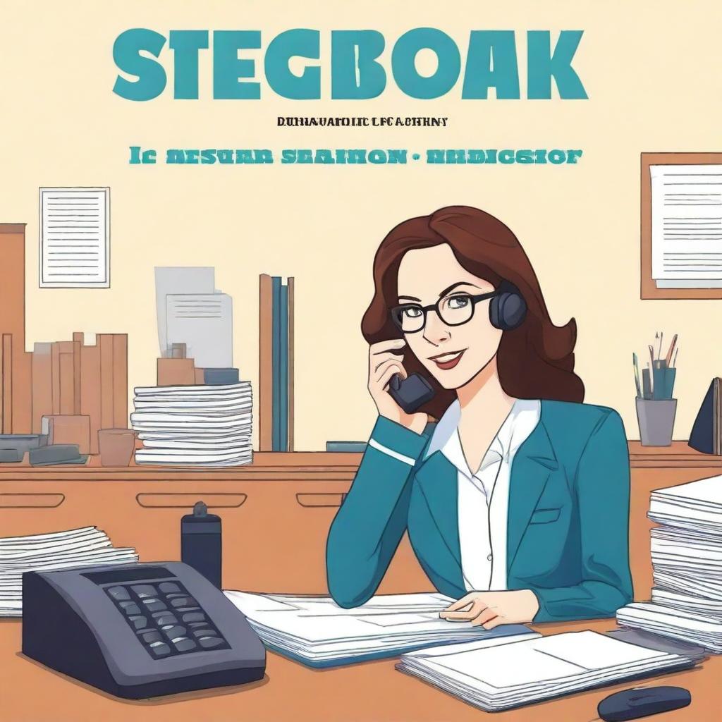 A book cover featuring a secretary making a phone call