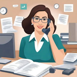 A book cover featuring a secretary making a phone call