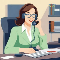 Create an engaging book cover featuring a secretary making a phone call