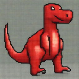 A highly detailed red dinosaur turned to the right, with a shape similar to the dinosaur from the Google Chrome game