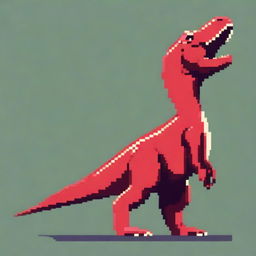 A highly detailed red dinosaur turned to the right, with a shape similar to the dinosaur from the Google Chrome game