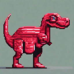 A highly detailed red dinosaur turned to the right, with a shape similar to the dinosaur from the Google Chrome game