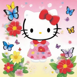 A cute and adorable image of Hello Kitty, the iconic character with a red bow on her head