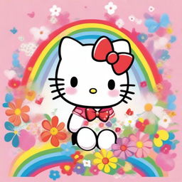 A cute and adorable image of Hello Kitty, the iconic character with a red bow on her head