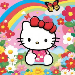 A cute and adorable image of Hello Kitty, the iconic character with a red bow on her head