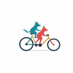 Design a logo featuring a cluster of cyclists closely following a leading chihuahua, to symbolize unity and leadership. Using bold colors and minimalist style for clear visibility from a distance.