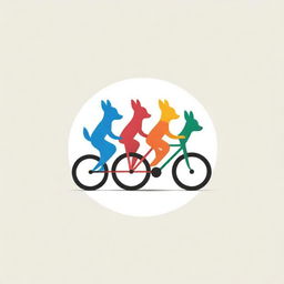 Design a logo featuring a cluster of cyclists closely following a leading chihuahua, to symbolize unity and leadership. Using bold colors and minimalist style for clear visibility from a distance.