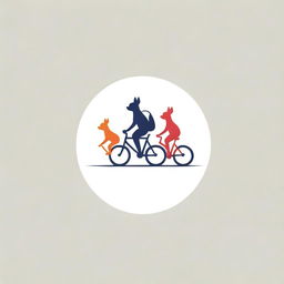 Design a logo featuring a cluster of cyclists closely following a leading chihuahua, to symbolize unity and leadership. Using bold colors and minimalist style for clear visibility from a distance.