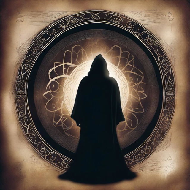 In the center of the book cover, prominently featured, is an enigmatic figure shrouded in shadows, symbolizing the presence of the Ancient Darkness that threatens the realms