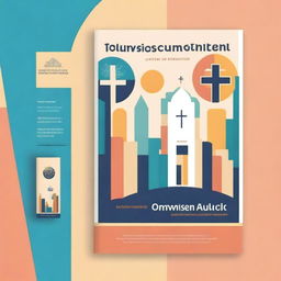 Create a book cover for a guidebook on Christian Education Week and a report on activities during Christian Education Week, focusing on the church and its relationship with Christian schools
