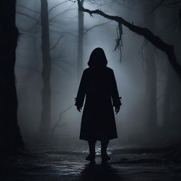 Una escena de un cuento de terror con una atmósfera oscura y misteriosa