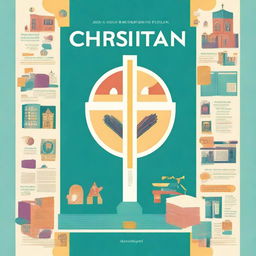 Create a book cover for a guidebook on Christian Education Week and a report on activities during Christian Education Week with the theme of the church and its relationship with Christian schools