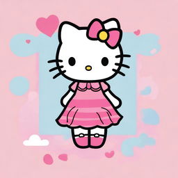 A collection of images featuring Hello Kitty in various dresses and colors