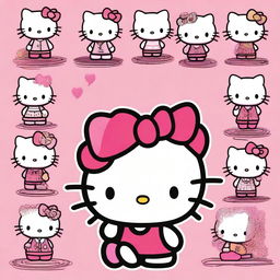 A series of images featuring Hello Kitty in various styles