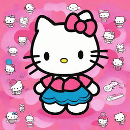 A series of images featuring Hello Kitty in various styles