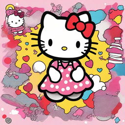 A series of images featuring Hello Kitty in various styles