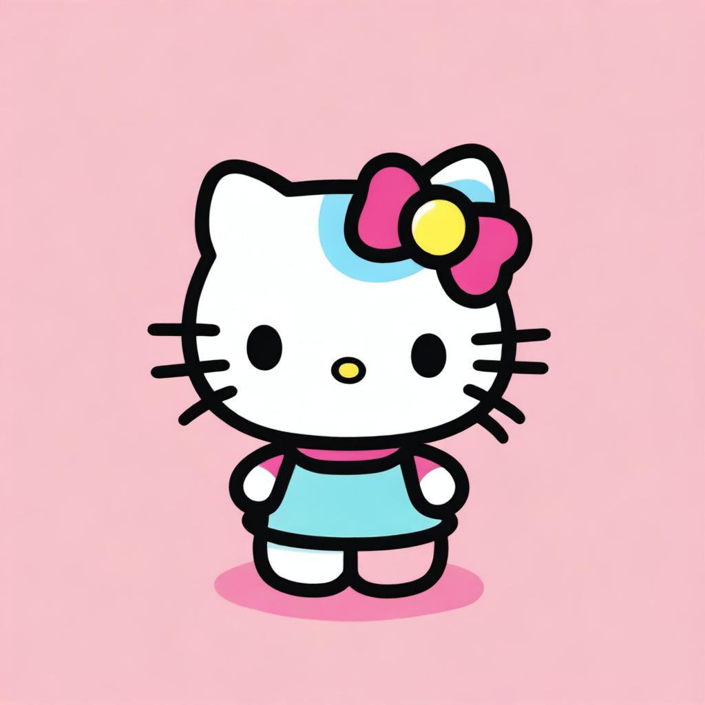 An illustration of Hello Kitty in different colors