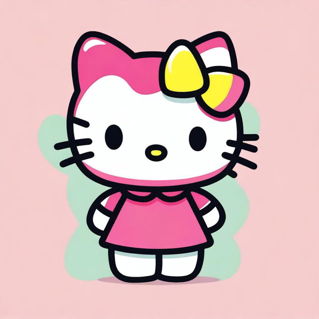 An illustration of Hello Kitty in different colors